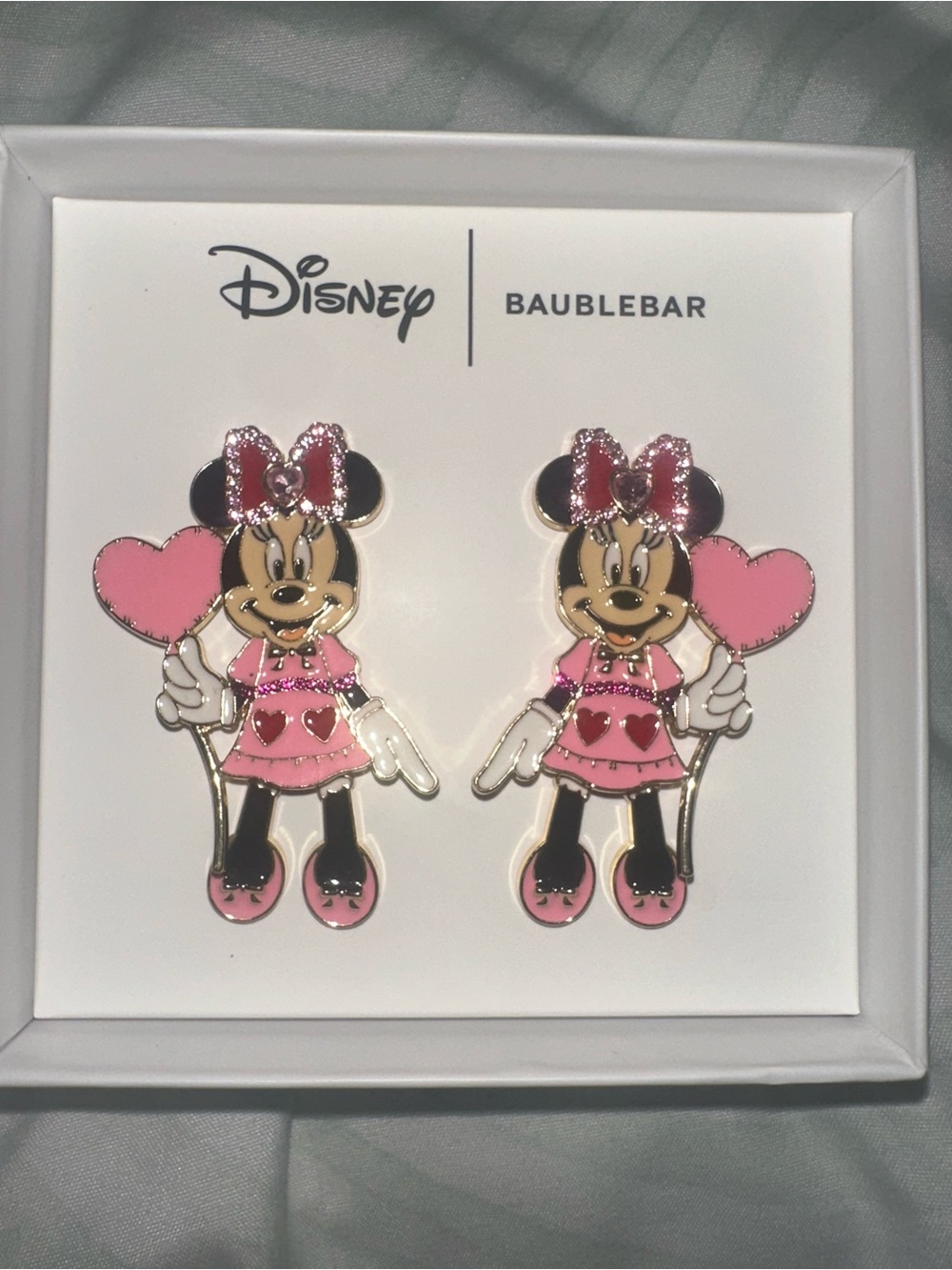BaubleBar Minnie Mouse Pink Heart Earrings